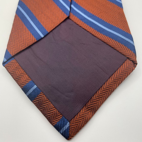 Jos A Bank Corporate Collection Silk Herringbone Stripe Necktie Brown Blue Men's - Picture 3 of 5